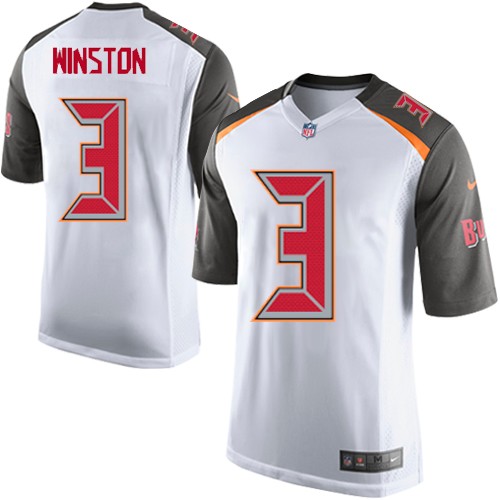 Men's Limited Jameis Winston Nike Jersey White Road - #3 NFL Tampa Bay Buccaneers